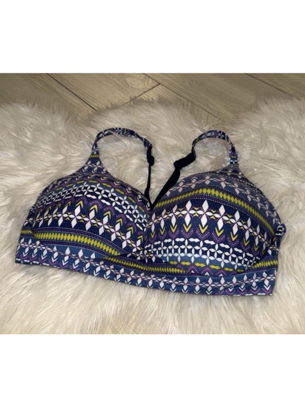 Victorias Secret Body by Victoria 36DD Lightly Lined Plunge Bra Geometric Blue